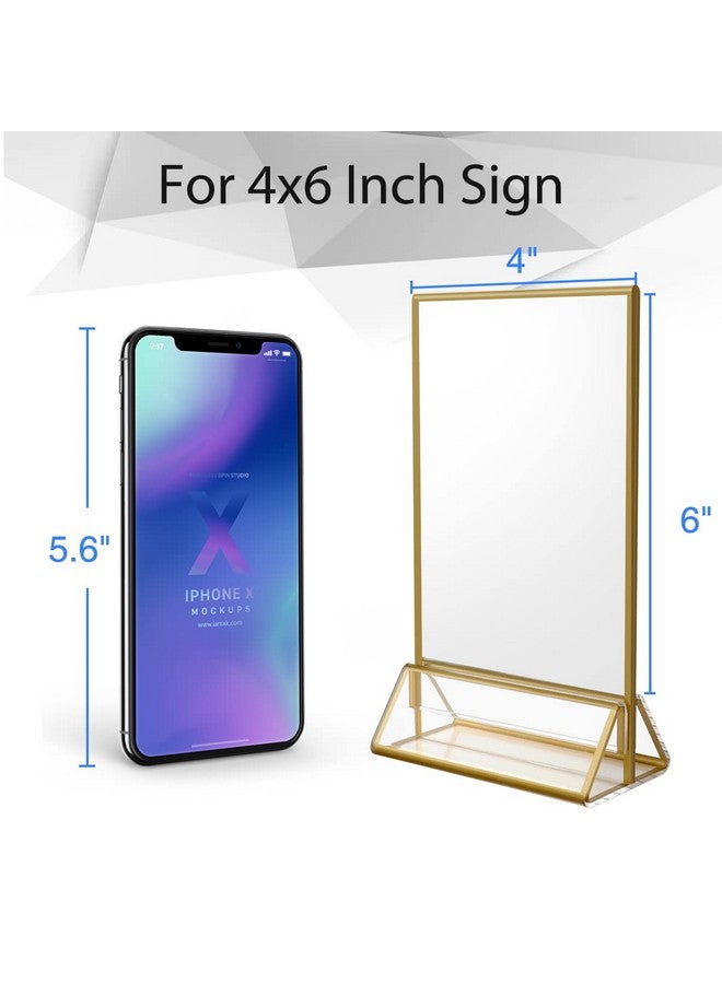 NIUBEE NIUBEE 12Pack 4 x 6 Clear Acrylic Wedding Table Number Holder Stands with Gold Borders, Double Sided Gold Picture Frames Sign Holder for Restaurant Table Menu Recipe Cards Photo Display  - Image 2