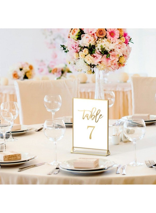 NIUBEE NIUBEE 12Pack 4 x 6 Clear Acrylic Wedding Table Number Holder Stands with Gold Borders, Double Sided Gold Picture Frames Sign Holder for Restaurant Table Menu Recipe Cards Photo Display  - Image 3