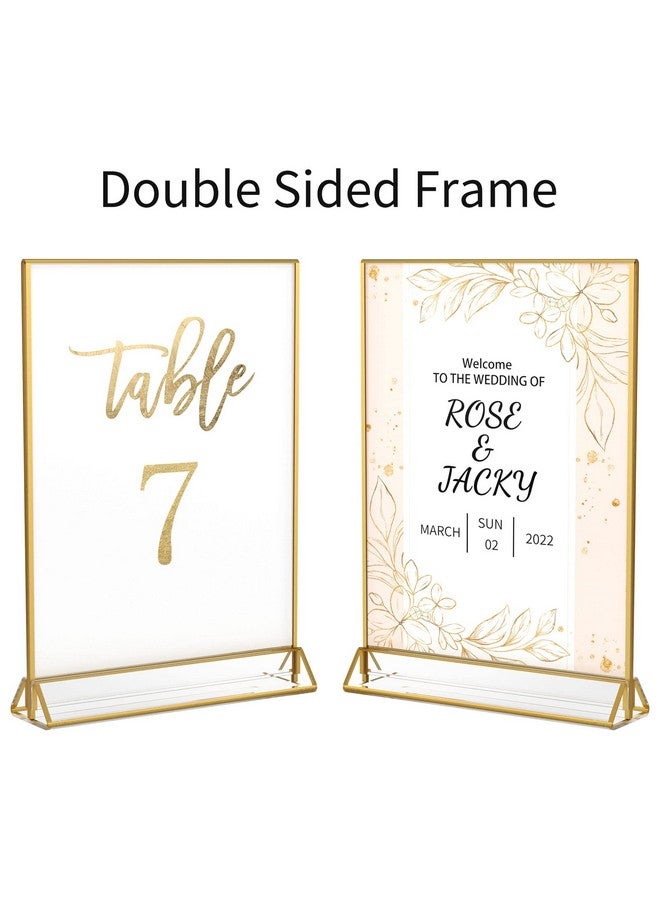 NIUBEE NIUBEE 12Pack 4 x 6 Clear Acrylic Wedding Table Number Holder Stands with Gold Borders, Double Sided Gold Picture Frames Sign Holder for Restaurant Table Menu Recipe Cards Photo Display  - Image 4