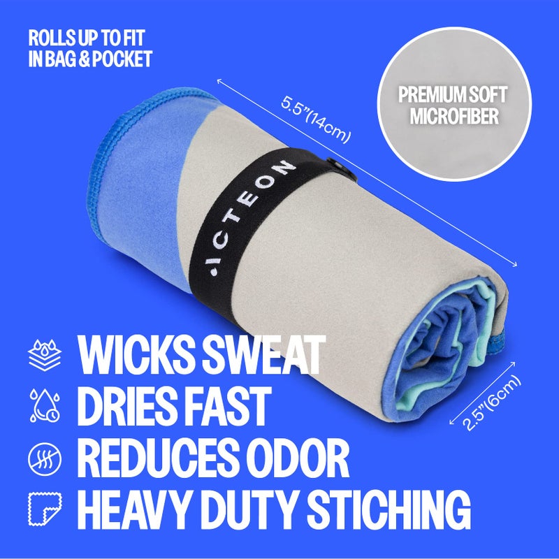 Acteon Microfiber Gym Towel & Wet Bag Travel Set, Large Quick Dry Silver ION Odor-Free Mega Absorbent Fiber, Fast Drying Men & Women Workout Gear for Body Sweat, Beach, Pool, Camping - Image 5