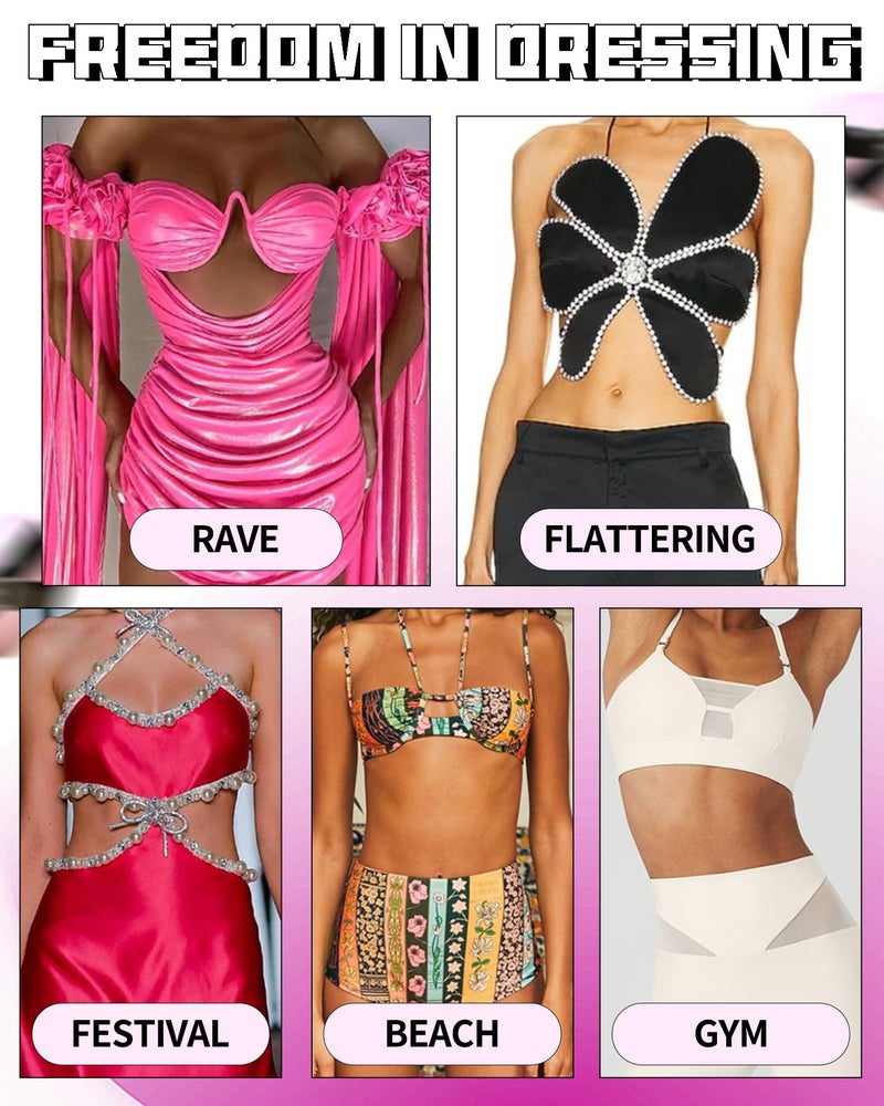 CICKEE Pasties Rave Neon Nipple Covers Sexy 15 Pairs Glitter Fun Pasties Pack Pasty Bra Boob Cover Festival Boob Covering Cat Alien-Glow in the Dark Green-Hot Pink - Image 5