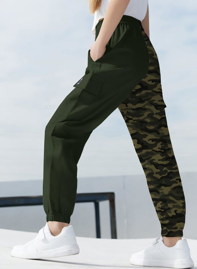 SANGTREE Girls & Women's Cargo Jogger Pants, 3 Years - Women 3XL, Camo, L - Image 5