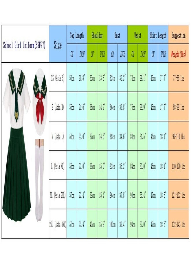 Elibelle Japanese School Girls Uniform Sailor Navy Blue Pleated Skirt Anime Cosplay Costumes with Socks Set(SSF13), White and Navy, XX-Large-Asia 3XL - Image 3