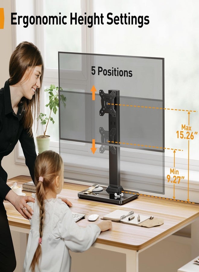 Perlegear Monitor Stand, Freestanding Monitor Mount for 13-34 inch Screens with 360 Degree Rotation, 5 Height Settings, Adjustable Desk Riser with Swivel and Tilt, Max VESA 100x100mm, PGTVS29 - Image 4