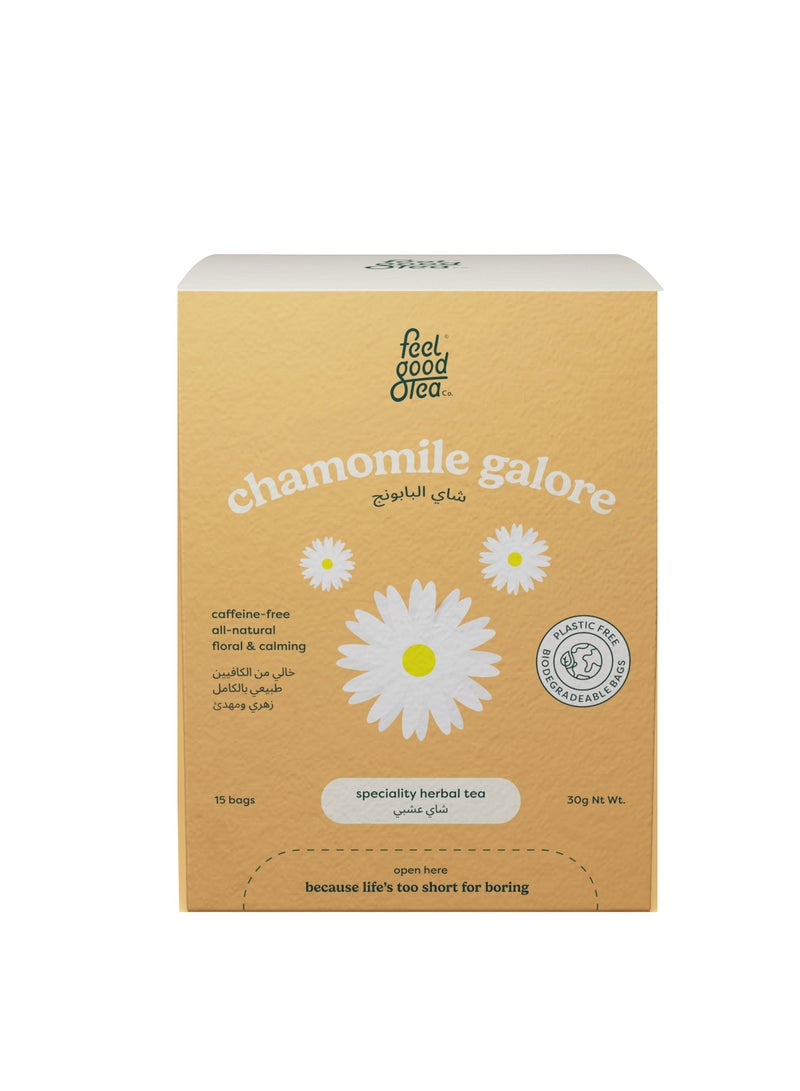 Feel good Tea Co. Chamomile Galore Herbal Tea- (Product of Croatia) - 15 Tea Bags | whole chamomile blossoms | Caffeine-Free - Image 1