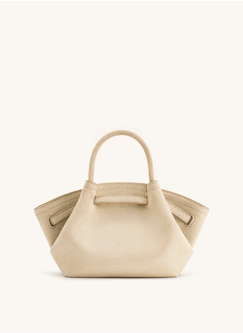 PEI Hana Small Faux Suede Tote White