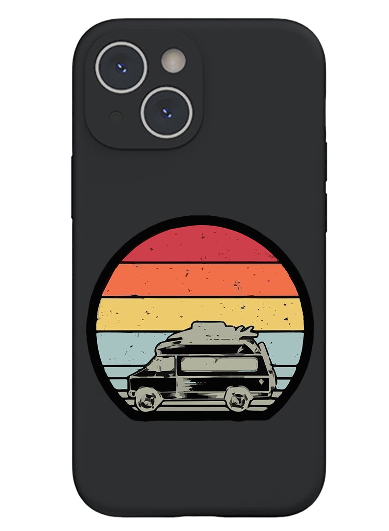 Theodor Protective Slim Fit Case Liquid Silicone Cover with Full Body Protection Anti-Scratch Shockproof Case For iPhone 15 Black  - Cats Pumpkin Halloween2-01 - Image 1