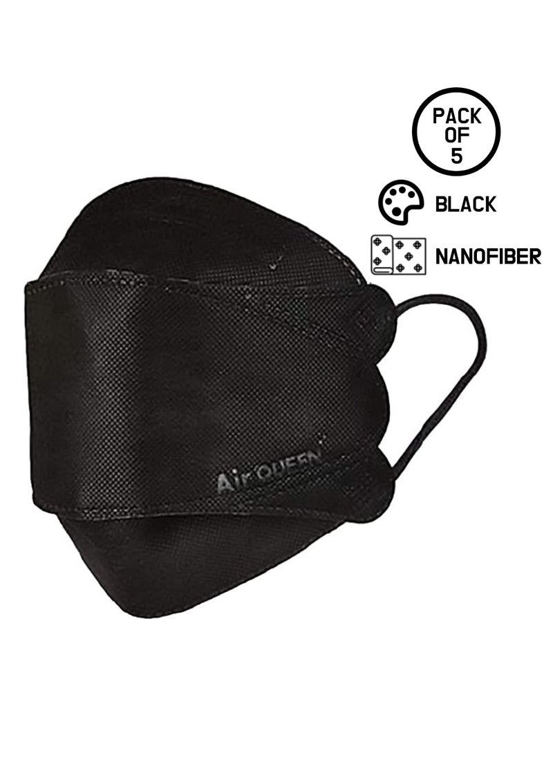 Air QUEEN Pack Of 10 Pieces Nanofiber Filter Face Mask For Adults Face Mask White And Black  - Image 3