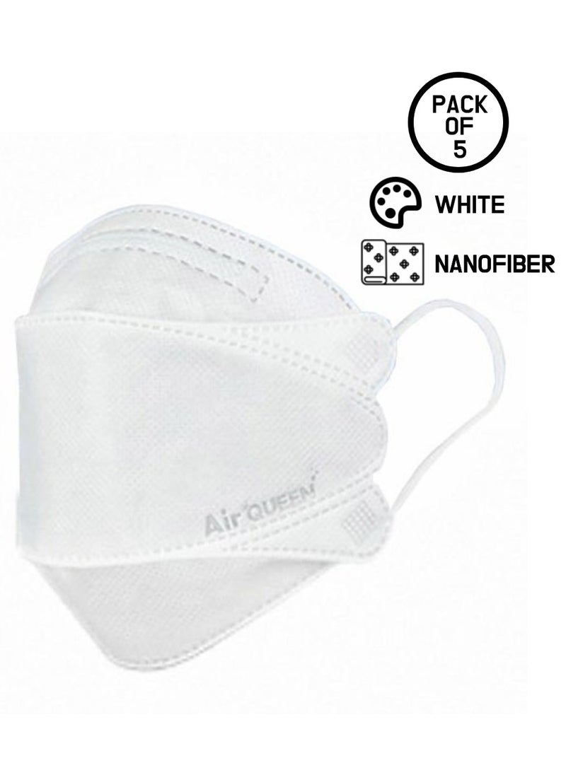 Air QUEEN Pack Of 10 Pieces Nanofiber Filter Face Mask For Adults Face Mask White And Black  - Image 4