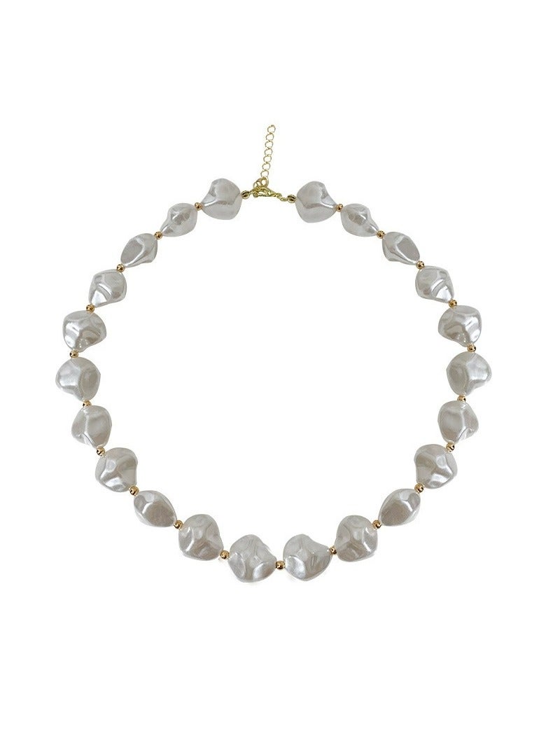 Goolsky French Vintage Irregular Pearl Choker Necklace for Women – Elegant Baroque-Inspired Statement Jewelry, Minimalist High-End Design