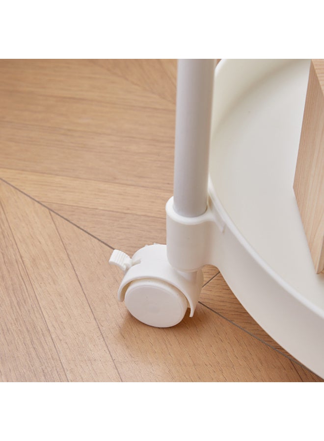 ماكدو طاولة جانبية دوارة من طبقتين مع عجلات، طاولة قهوة بسيطة من طبقتين وطاولة وجبات خفيفة للأريكة، عربة صغيرة متعددة الوظائف قابلة للتحرك لغرفة المعيشة وغرفة النوم والمساحات الصغيرة - Image 3