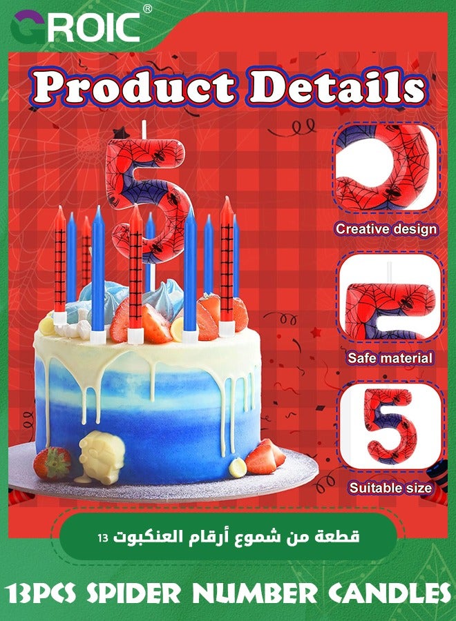 GROIC 13pcs Spider Web Birthday Candles, Number Birthday Candles for Kids ​Birthday Party Spider Theme Decorations, Cake Candles Cake Topper Candle, Candle Number for Birthday Party Supplies (5) - Image 3