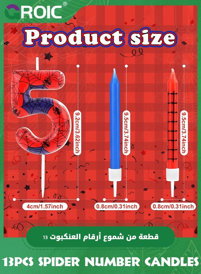 GROIC 13pcs Spider Web Birthday Candles, Number Birthday Candles for Kids ​Birthday Party Spider Theme Decorations, Cake Candles Cake Topper Candle, Candle Number for Birthday Party Supplies (5) - Image 2