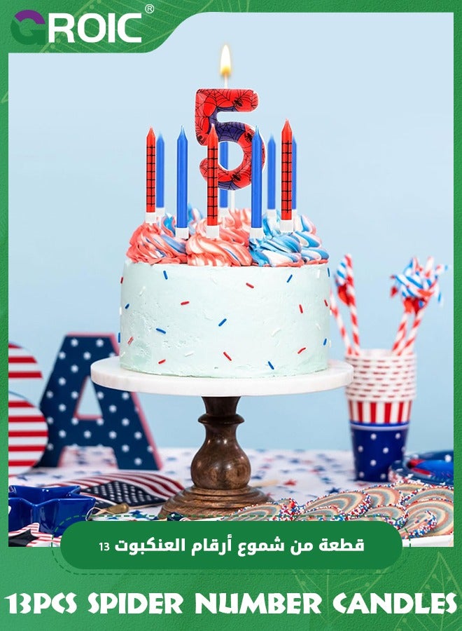 GROIC 13pcs Spider Web Birthday Candles, Number Birthday Candles for Kids ​Birthday Party Spider Theme Decorations, Cake Candles Cake Topper Candle, Candle Number for Birthday Party Supplies (5) - Image 5