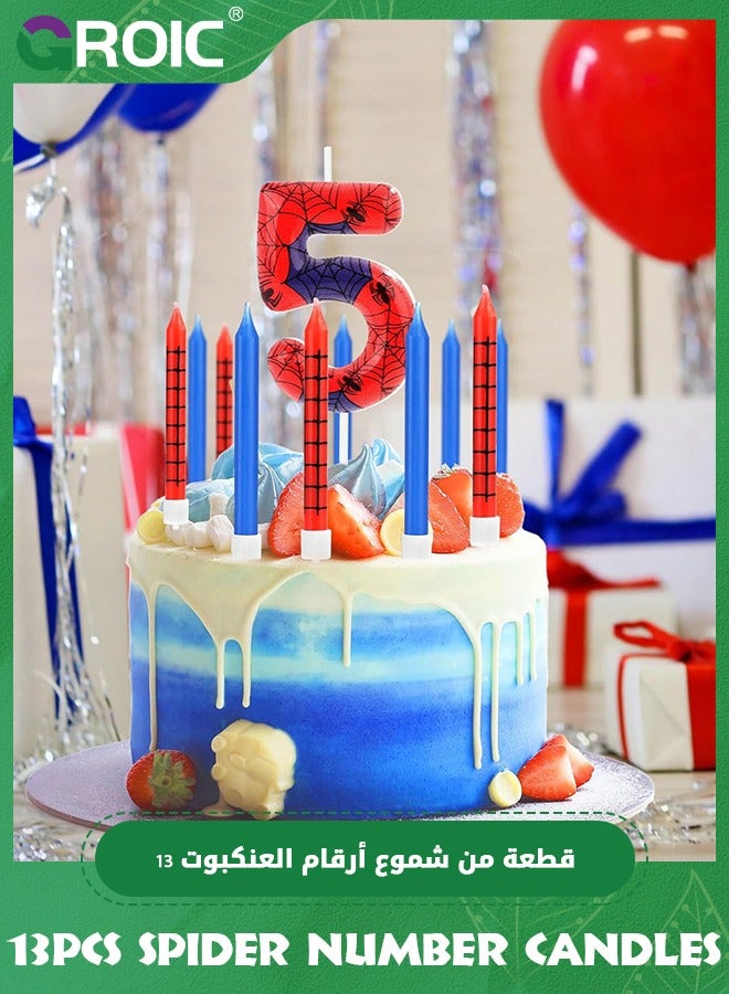 GROIC 13pcs Spider Web Birthday Candles, Number Birthday Candles for Kids ​Birthday Party Spider Theme Decorations, Cake Candles Cake Topper Candle, Candle Number for Birthday Party Supplies (5) - Image 4