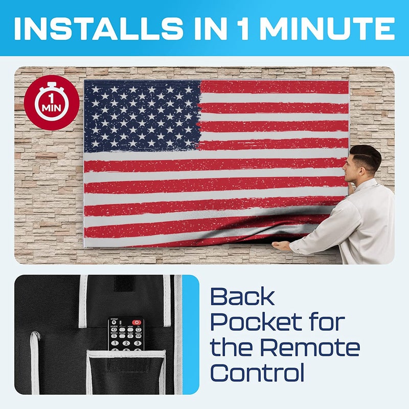 Garnetics Outdoor TV Cover 65 Inch â€“ Waterproof, Weatherproof TV Enclosures with Smart Shield Screen Protectors, Ideal for Outdoor Use, Moving, and Storage - US Flag - Image 3