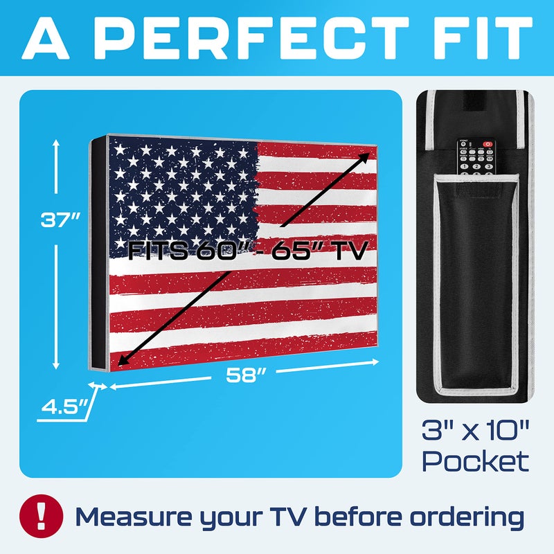Garnetics Outdoor TV Cover 65 Inch â€“ Waterproof, Weatherproof TV Enclosures with Smart Shield Screen Protectors, Ideal for Outdoor Use, Moving, and Storage - US Flag - Image 2