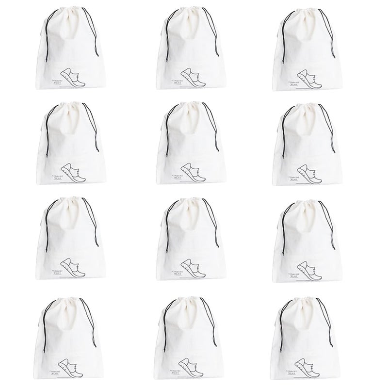 COMFORT WEAVE 100% Pure Cotton Shoe Covers | Bags with Drawstring Closure | Travel-Friendly Shoe Organizer | Reusable and Washable | Multipurpose for Home & Office (Pack of 12) - Image 5