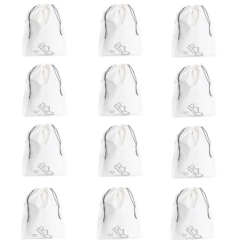 COMFORT WEAVE 100% Pure Cotton Shoe Covers | Bags with Drawstring Closure | Travel-Friendly Shoe Organizer | Reusable and Washable | Multipurpose for Home & Office (Pack of 12) - Image 1