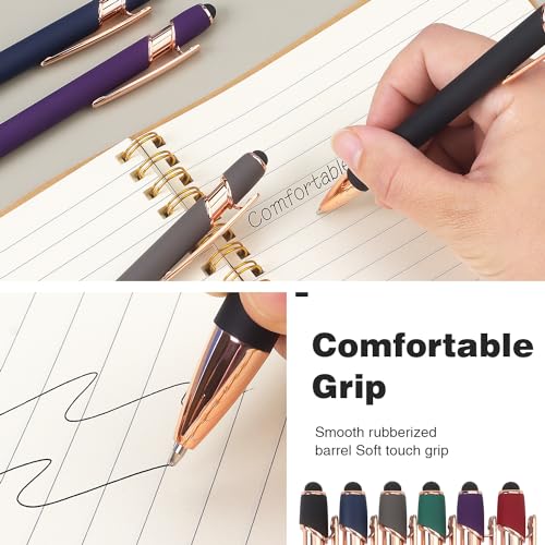Bribobo 6 Pack Ballpoint Pen 2-in-1 Stylus Retractable Ballpoint Pen with Stylus tip, Metal Stylus Pen for Touch Screens, 1.0 mm Black Ink, 6 - Image 4