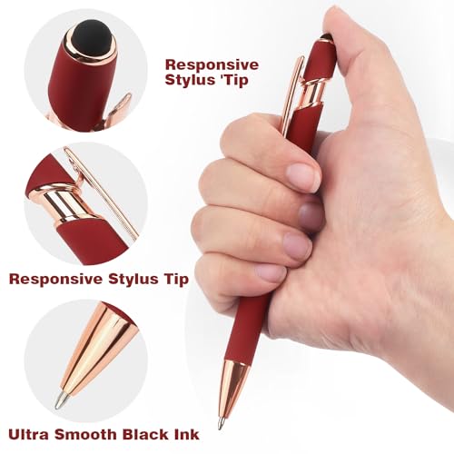Bribobo 6 Pack Ballpoint Pen 2-in-1 Stylus Retractable Ballpoint Pen with Stylus tip, Metal Stylus Pen for Touch Screens, 1.0 mm Black Ink, 6 - Image 2