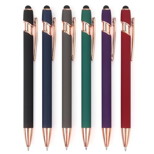 Bribobo 6 Pack Ballpoint Pen 2-in-1 Stylus Retractable Ballpoint Pen with Stylus tip, Metal Stylus Pen for Touch Screens, 1.0 mm Black Ink, 6 - Image 1