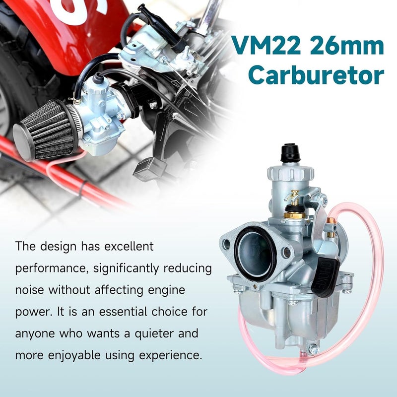 FVRITO Racing VM22 Carburetor for Predator 212cc 196cc 224cc Coleman CT200U BT200X GX160 GX200 6.5hp OHV Clone Engine KT196 Baja MB200 Mini Bike Go Kart with 38mm Air Filter Performance Parts Black - Image 3