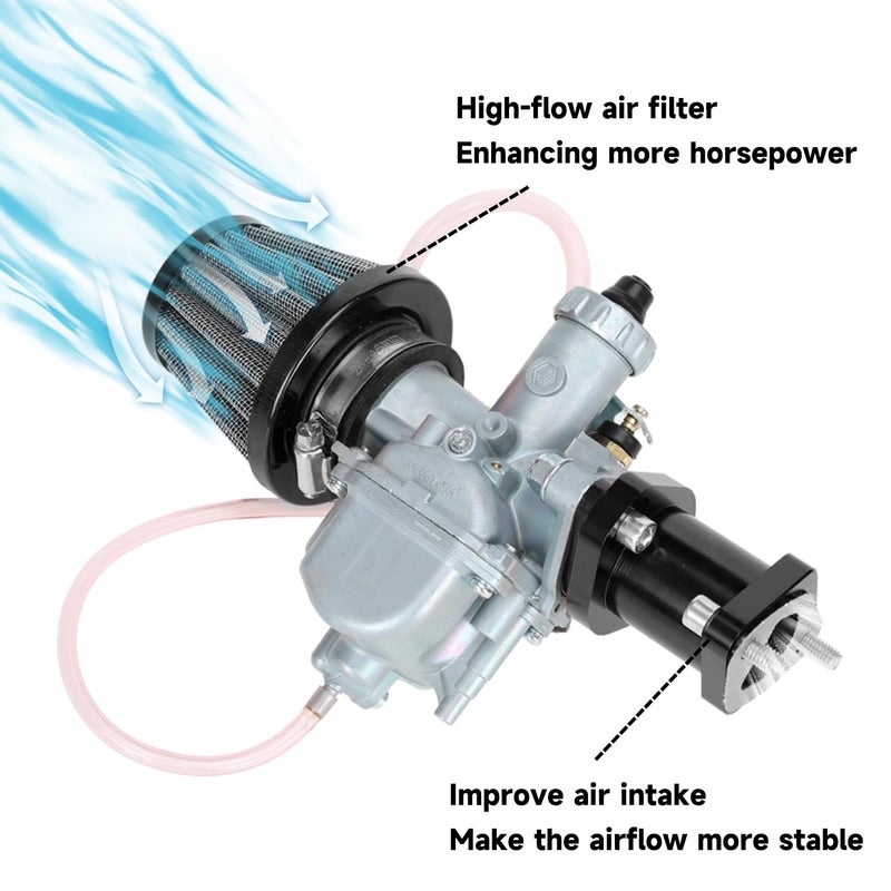 FVRITO Racing VM22 Carburetor for Predator 212cc 196cc 224cc Coleman CT200U BT200X GX160 GX200 6.5hp OHV Clone Engine KT196 Baja MB200 Mini Bike Go Kart with 38mm Air Filter Performance Parts Black - Image 4