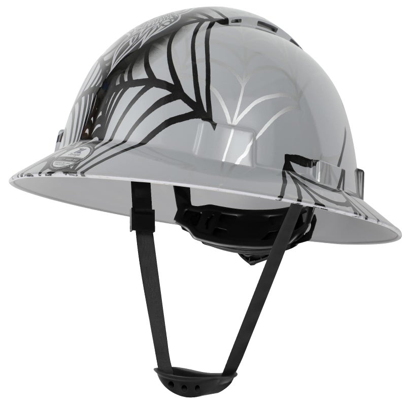 Zeluga 15-443 HDPE Full Brim Hard Hat, Construction Safety Helmet with Vented Holes, 6 Point Adjustable Ratchet Suspension, â€ŽMeets ANSI/ISEA Z89.1, Water Transfer Printing, Spider Web - Image 2