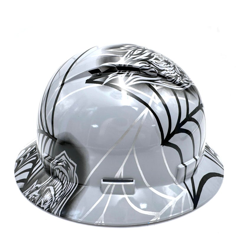 Zeluga 15-443 HDPE Full Brim Hard Hat, Construction Safety Helmet with Vented Holes, 6 Point Adjustable Ratchet Suspension, â€ŽMeets ANSI/ISEA Z89.1, Water Transfer Printing, Spider Web - Image 4