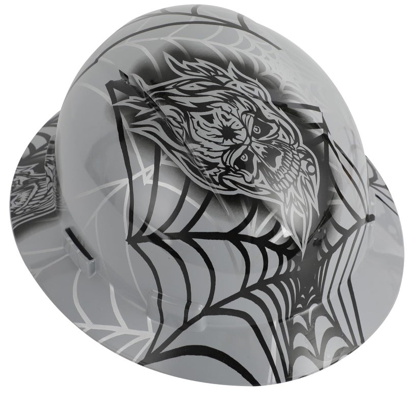 Zeluga 15-443 HDPE Full Brim Hard Hat, Construction Safety Helmet with Vented Holes, 6 Point Adjustable Ratchet Suspension, â€ŽMeets ANSI/ISEA Z89.1, Water Transfer Printing, Spider Web - Image 1
