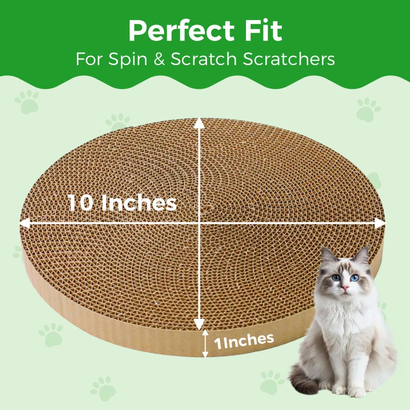 INNOIO Round Cat Scratcher Refill, 10" Diameter Cat Scratching Board for Indoor Cats, Cardboard Cat Scratcher Padsï¼ŒDouble-Sided (2 PCS) - Image 3