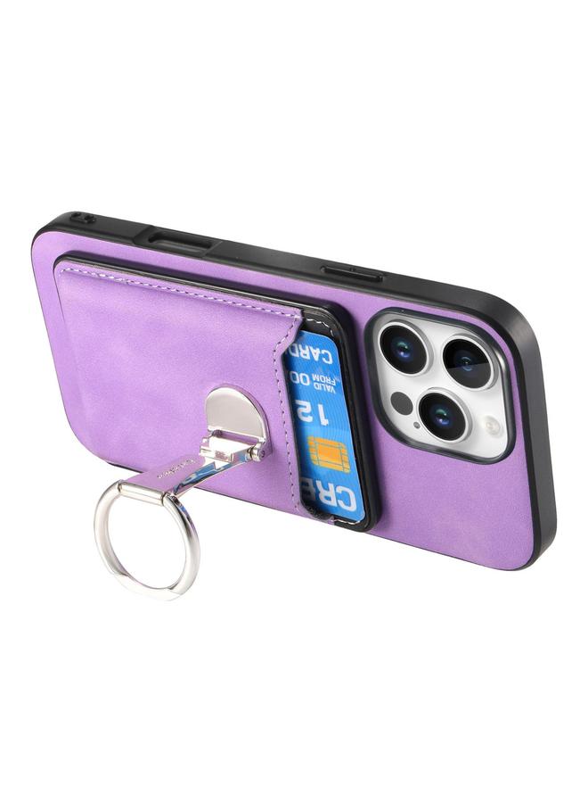 S-TOP Case For iPhone 14 Plus Retro Folding Ring Holder Card Bag MagSafe Phone Case - Image 3