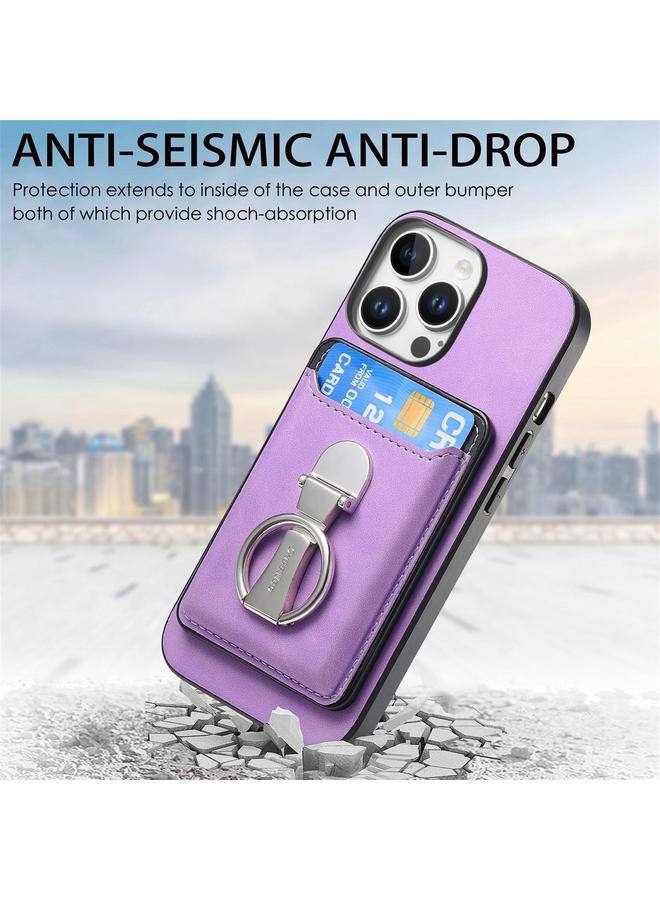 S-TOP Case For iPhone 14 Plus Retro Folding Ring Holder Card Bag MagSafe Phone Case - Image 5