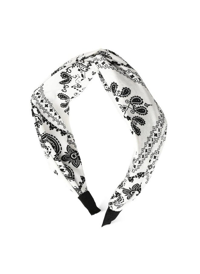 Xiyantiji - White Bandana Knot Headbands For Women Paisley Hair Bandana Boho Twist Headband For Women Girls Non Slip Vintage Cross Knotted Hair Band Headwrap Wide Head Bands For Women'S Hair - Image 1