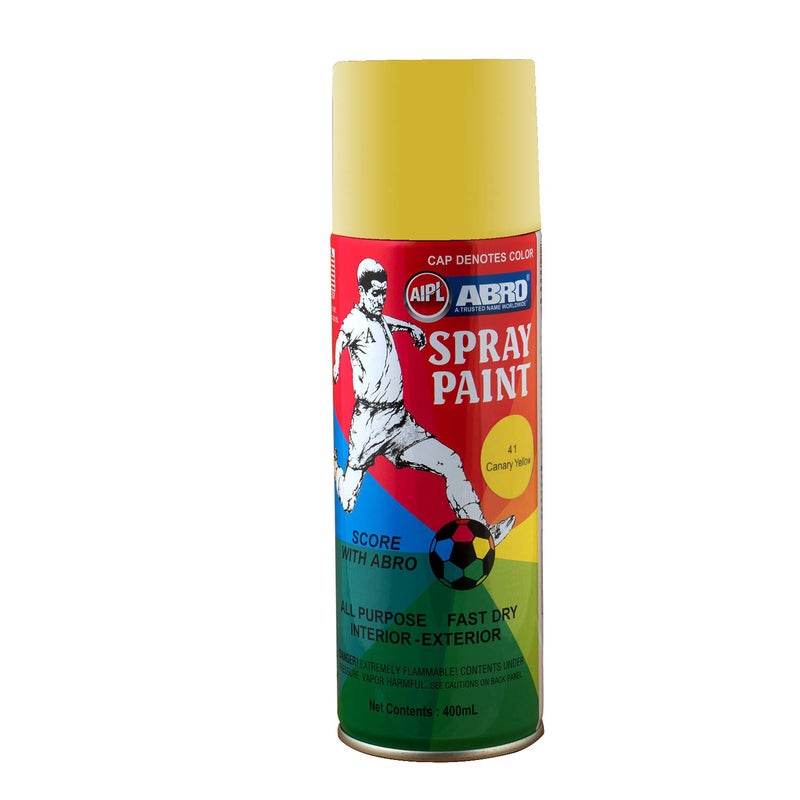 Abro SP-41 Multipurpose Colour Spray Paint Can (400ml, Canary Yellow) DIY Quick Drying for Metal, Wood, Walls, Automotive Cars and Bikes - Image 1
