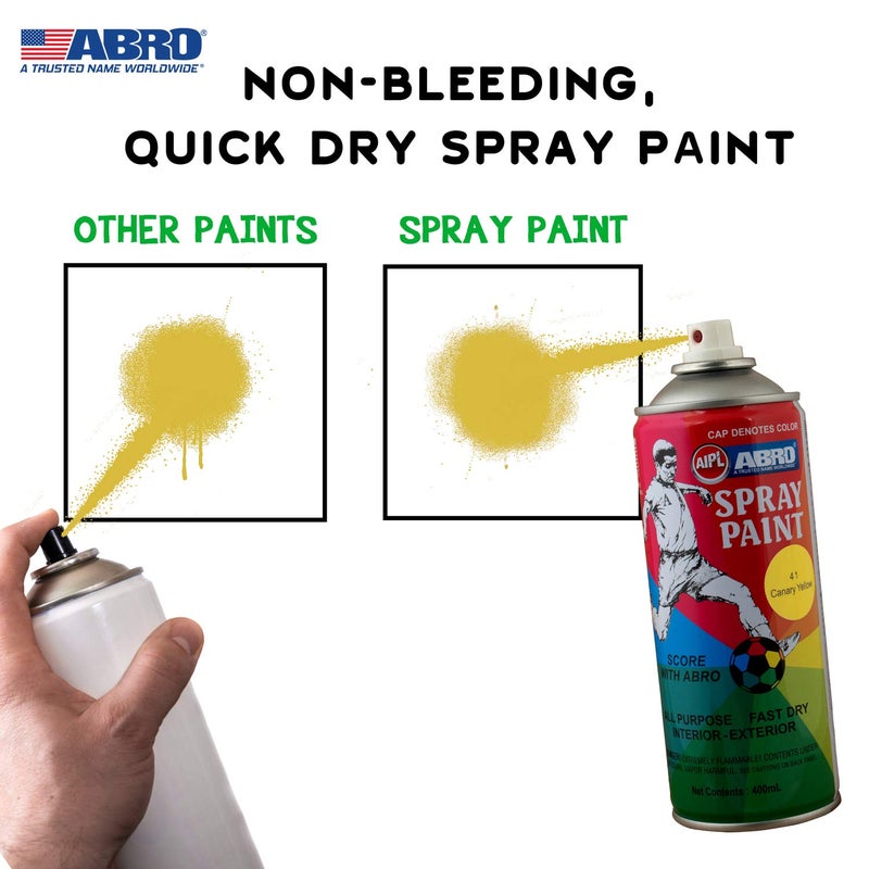 Abro SP-41 Multipurpose Colour Spray Paint Can (400ml, Canary Yellow) DIY Quick Drying for Metal, Wood, Walls, Automotive Cars and Bikes - Image 3