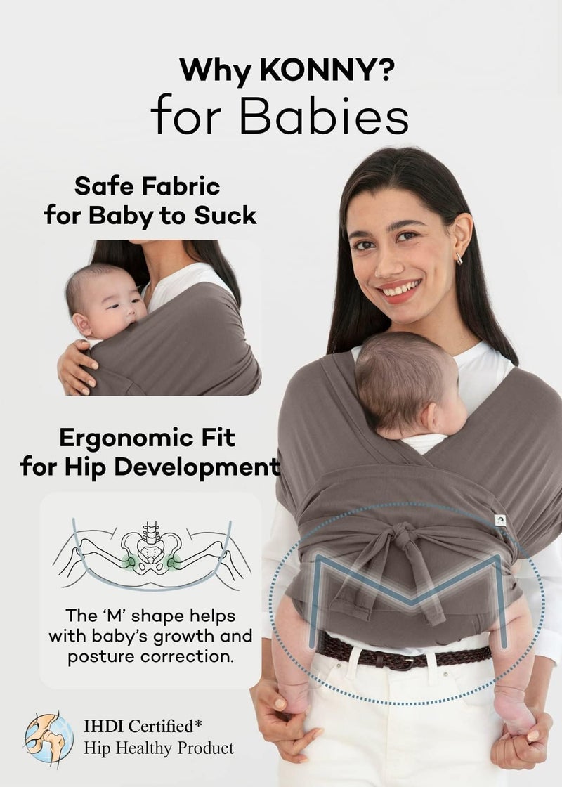 Konny Baby Carrier Flex SoftBreeze with Head Support - Adjustable, Easy to Wear Baby Wrap Sling, Perfect for Newborn Babies Essentials up to 44 lbs (M-4XL) - Black - Image 4