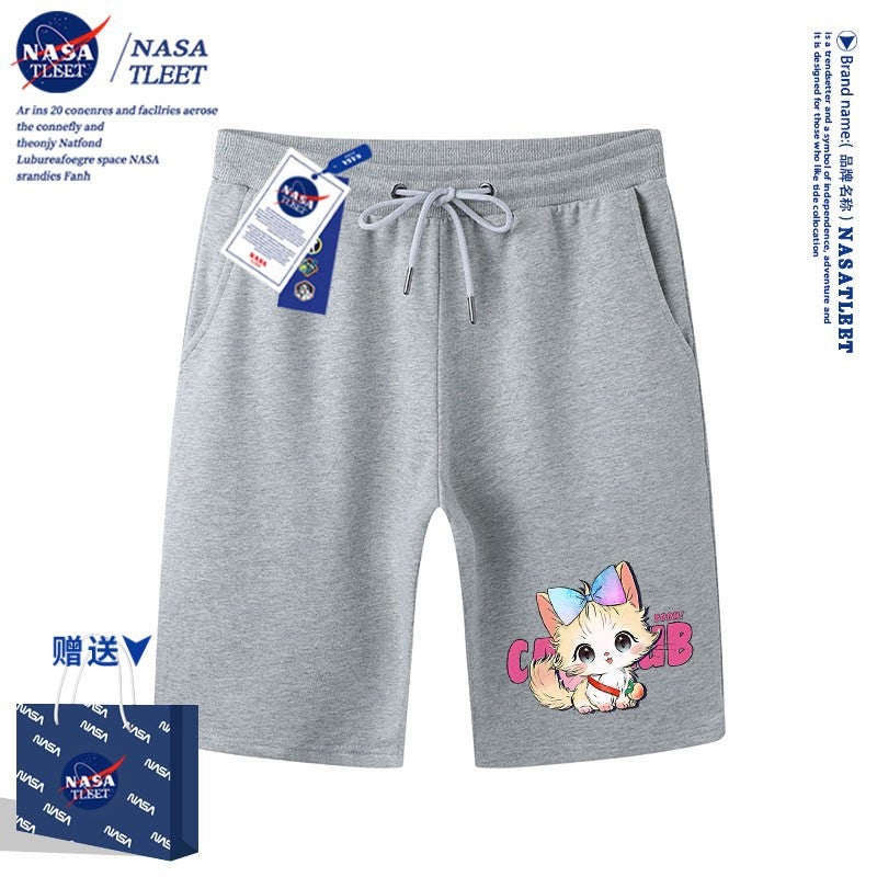 Nasa Co-Branded Cute Kitten Pure Cotton Short-Sleeved New All-Match Crewneck Base Shirt Trendy Brand T-Shirt - Image 1