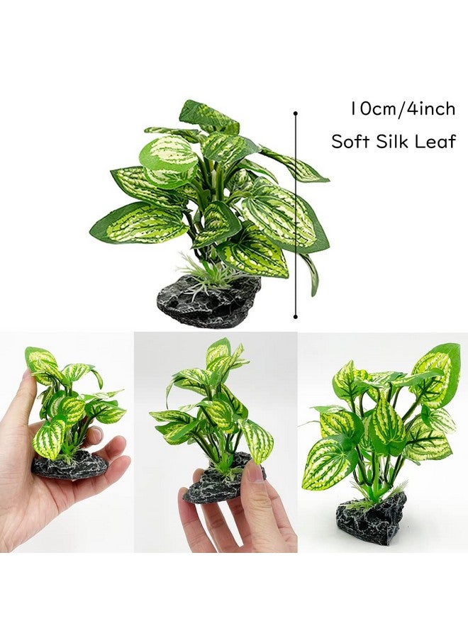 Smoothedo-Pets Aquarium Plants Betta Fish Tank Decorations 4inch/2pcs Soft Silk Artificial Plant Goldfish Waterscape Fish Hides Snake Tank/Reptiles Plants(A-2pcs Set/Green) - Image 3