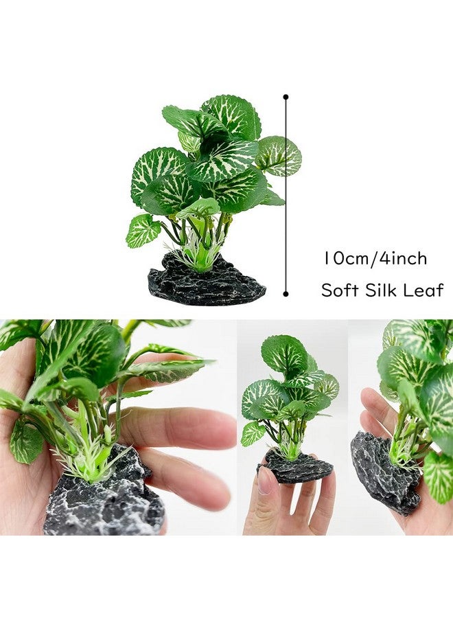 Smoothedo-Pets Aquarium Plants Betta Fish Tank Decorations 4inch/2pcs Soft Silk Artificial Plant Goldfish Waterscape Fish Hides Snake Tank/Reptiles Plants(A-2pcs Set/Green) - Image 2