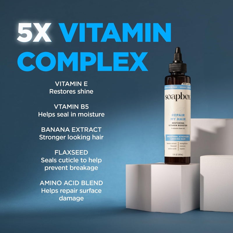 Soapbox Repairing Hair Treatment with Vitamin E, B5, Banana Extract, Flaxseed & Amino Acids - 5oz, Vegan, Paraben & Cruelty-Free Hair Booster - Image 4