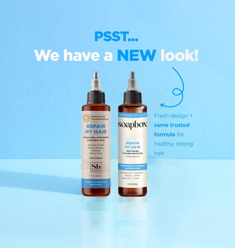 Soapbox Repairing Hair Treatment with Vitamin E, B5, Banana Extract, Flaxseed & Amino Acids - 5oz, Vegan, Paraben & Cruelty-Free Hair Booster - Image 2