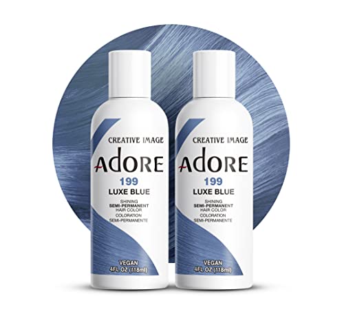 Adore Semi Permanent Hair Color Vegan and CrueltyFree Blue Hair Dye 4 Fl Oz 199 Luxe Blue Pack of 2