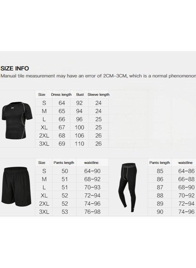 general Black Tight Three-Piece Gym Clothes Men's Spring Summer Gym Gear Running Basketball Training Exercise Set  - Image 4