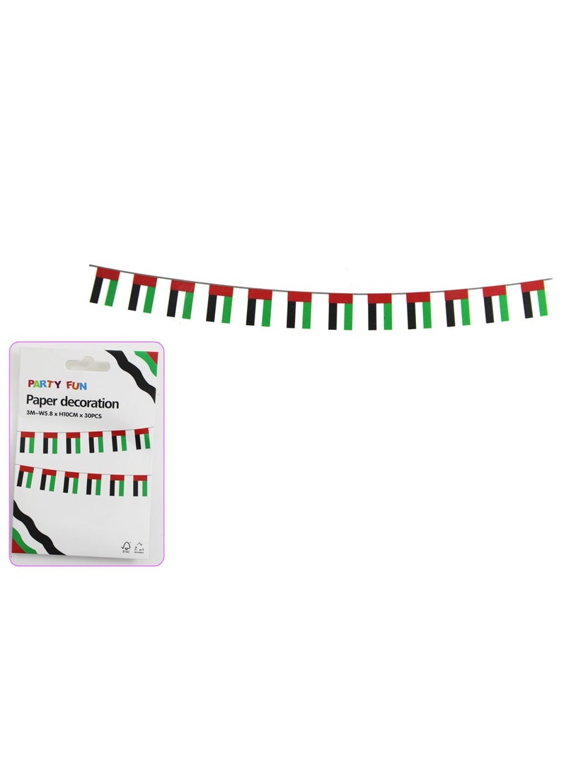 PARTY FUN UAE Paper Flag Banner 3mx10Cm 30Pcs Card  - Image 2