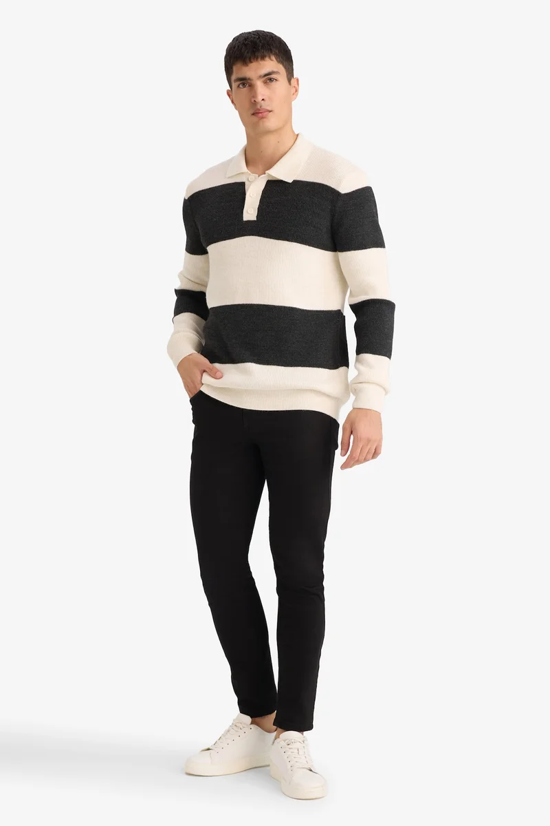 Defacto  Standard Fit Polo Collar Knitwear Pullover for Men | Best Price UAE