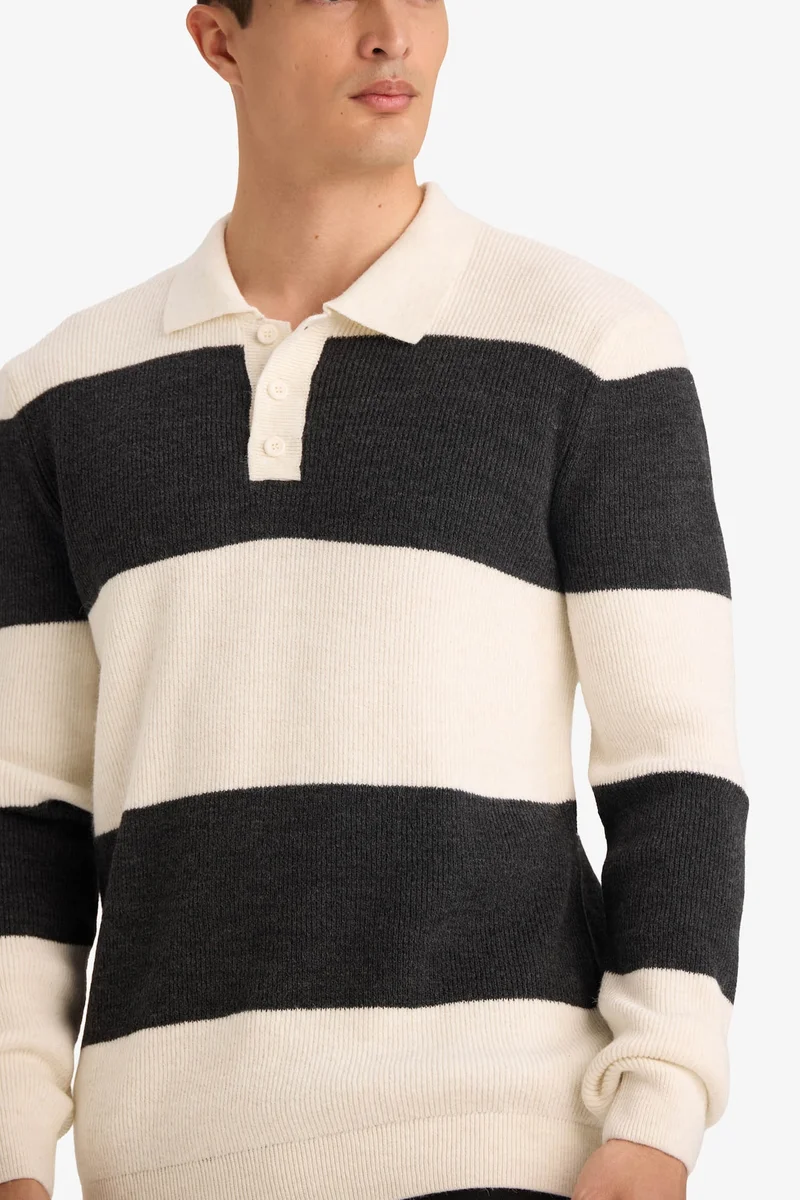 Defacto  Standard Fit Polo Collar Knitwear Pullover for Men | Best Price UAE