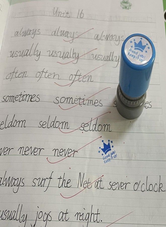 WAFJAMF WAF Pack of 5 Sorted Teacher Stamp Teachers Self-Inking Rubber Stamps Teacher Review Photosensitive Stamps for Education Very Good-5pcs - Image 4