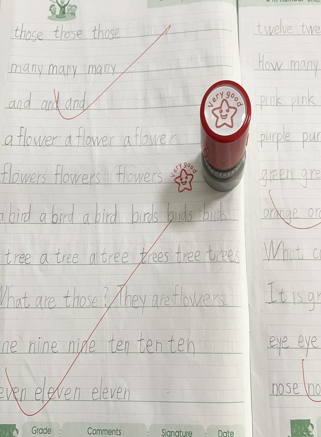 WAFJAMF WAF Pack of 5 Sorted Teacher Stamp Teachers Self-Inking Rubber Stamps Teacher Review Photosensitive Stamps for Education Very Good-5pcs - Image 3